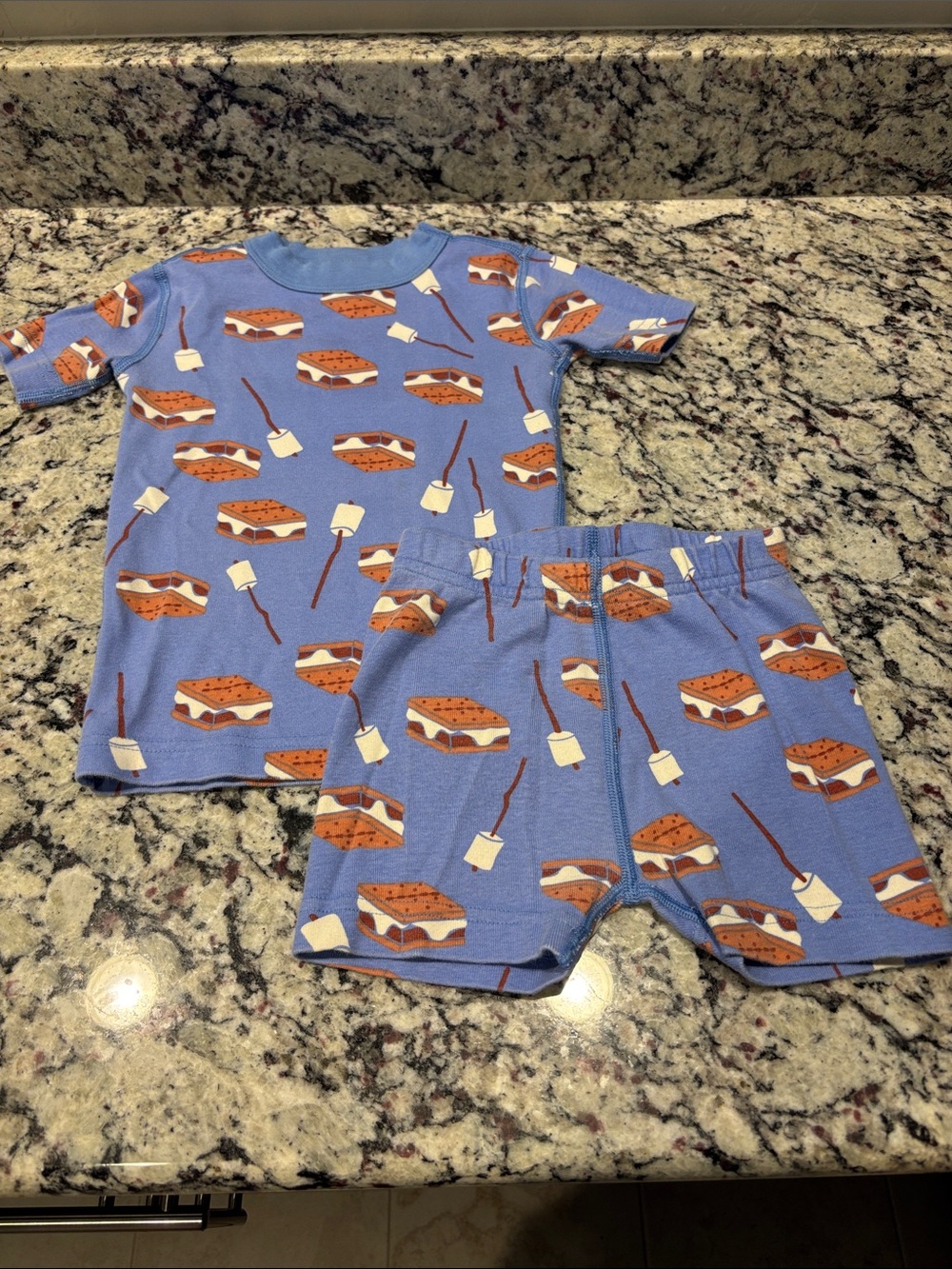 Hanna Andersson Light Blue S'mores Print Kids Pajama Set